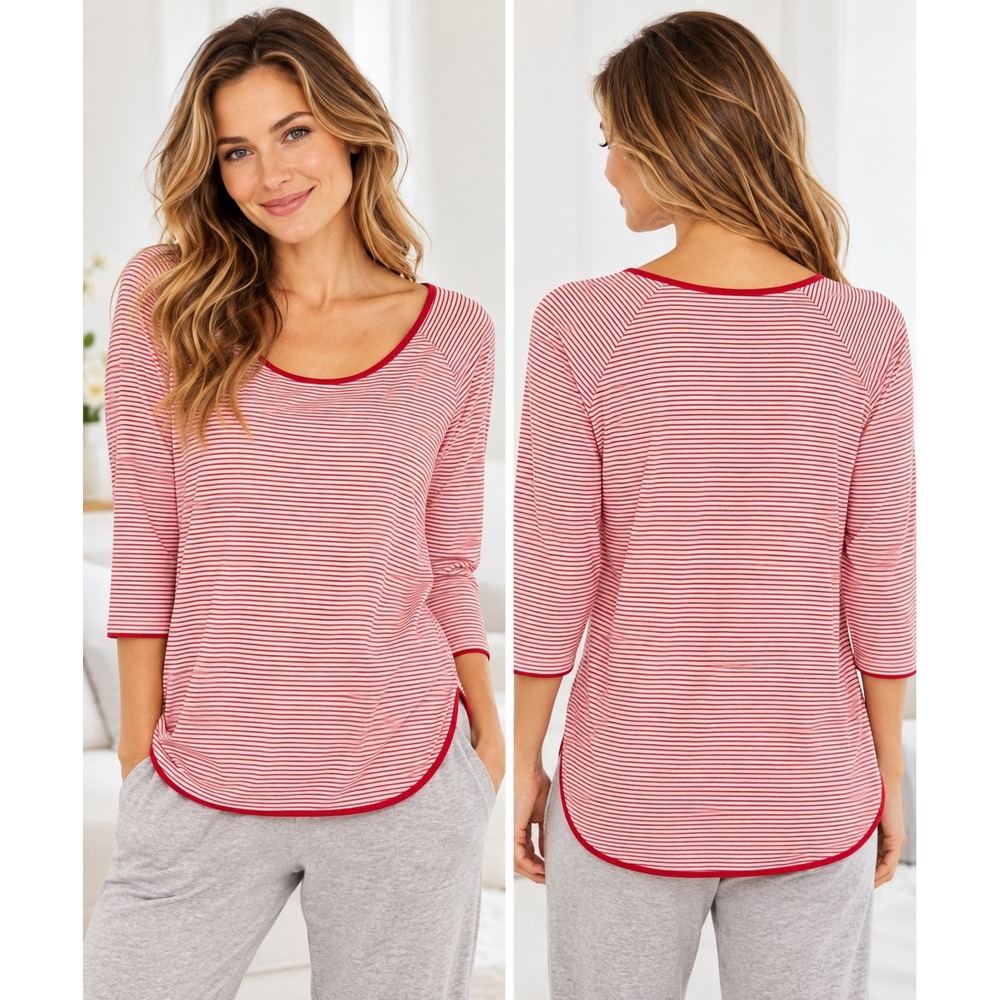 Lake Pajamas Red White Striped Pima Cotton Sleep Top XXL PO0928